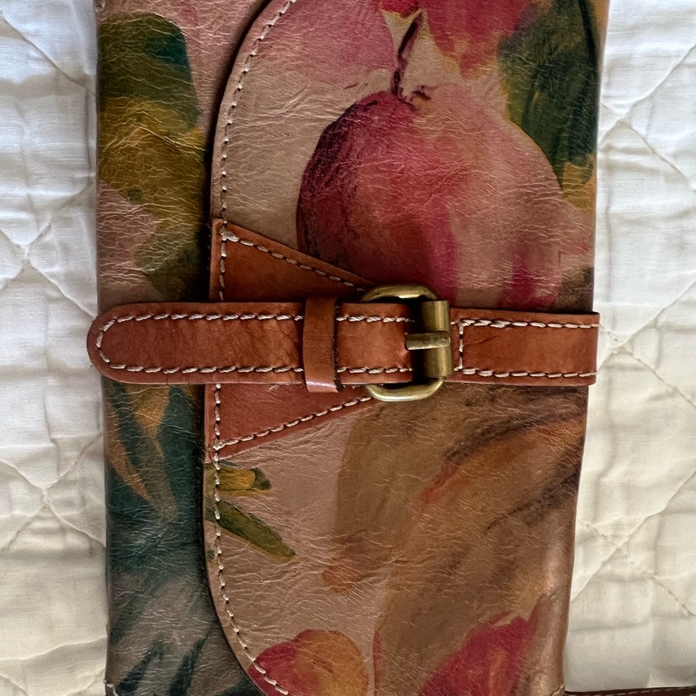Floral Leather Wallet with Buckle